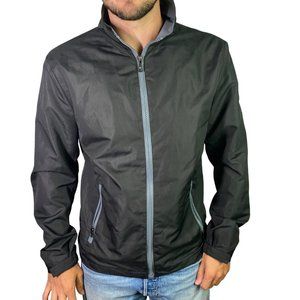 Michael Kors Mens Windbreaker Jacket Hooded Full Zip Black Lightweight Small